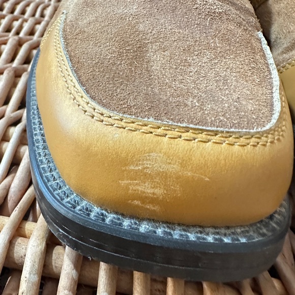 Marco Vicci Boots 10.5 Mustard Tan Suede & Leather Ankle Zip Close Strap Detail - Picture 10 of 16